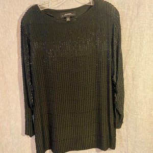 Ellen Tracy Long Sleeve Sequin Shirt Petite